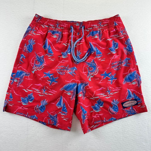 Vineyard Vines Other - Vineyard Vines Mens XS Chappy Trunks Icons Sailors Red Nautical Swim Shorts NEW